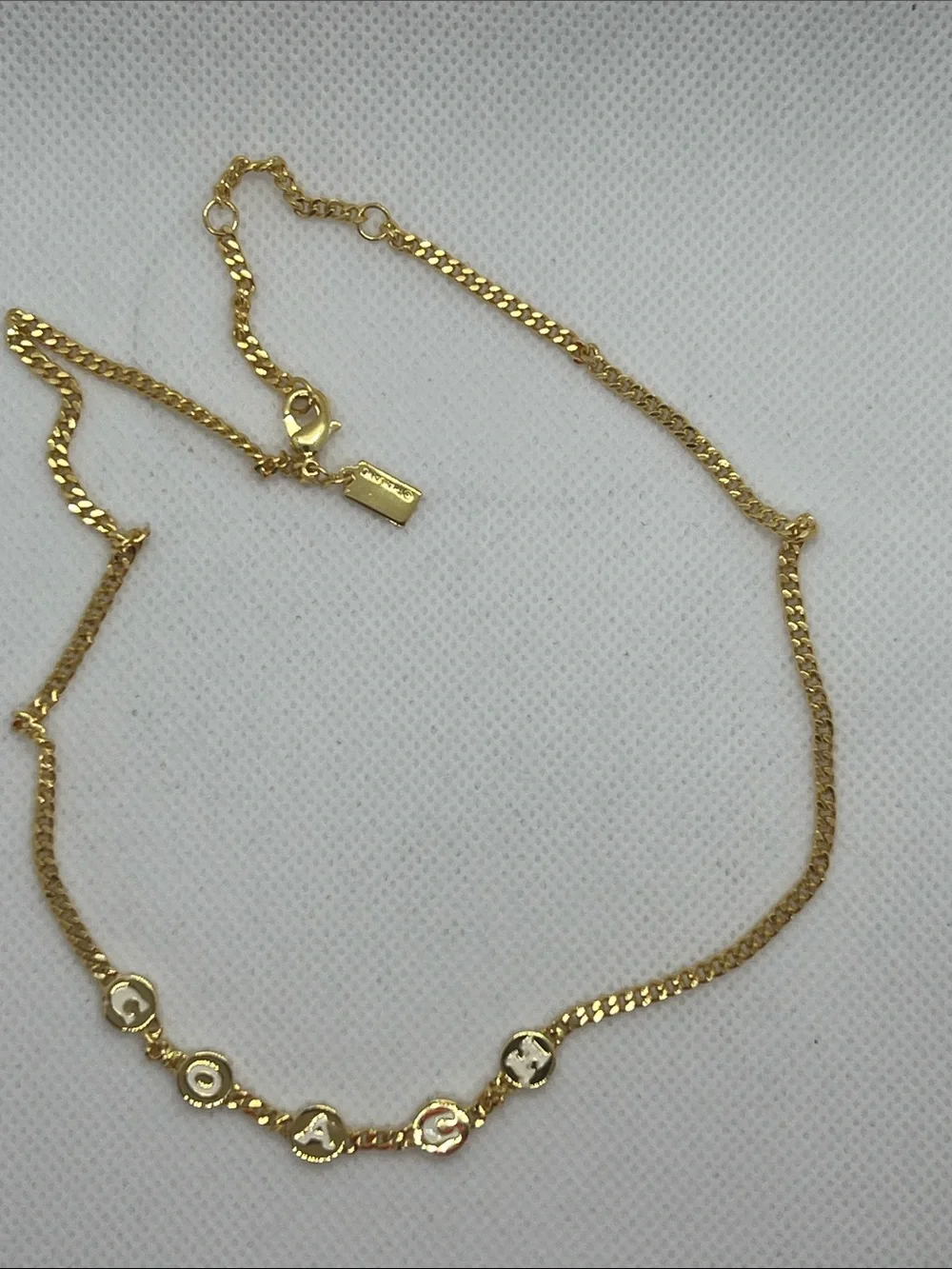 Coach Gold Letter Charm Necklace - Shiny Gold